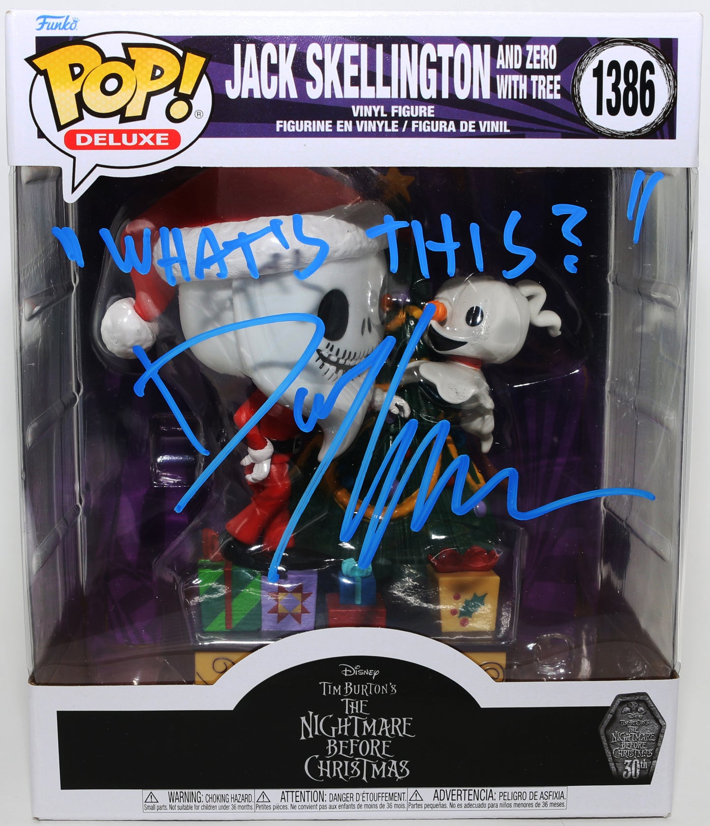 
                  
                    Danny Elfman as Jack Skellington in Nightmare Before Christmas (SWAU) Signed Oversized Funko POP! #1386 with Quote
                  
                
