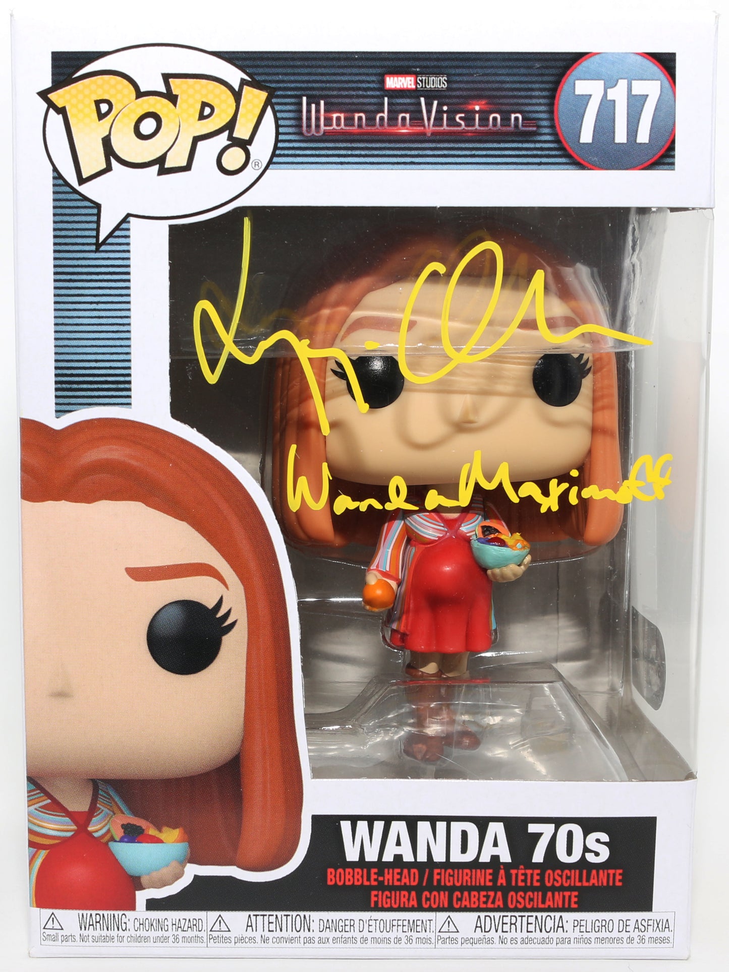 
                  
                    Elizabeth Olsen as Wanda [70's] in WandaVision (SWAU) Signed Funko POP! #717 with Character Name
                  
                