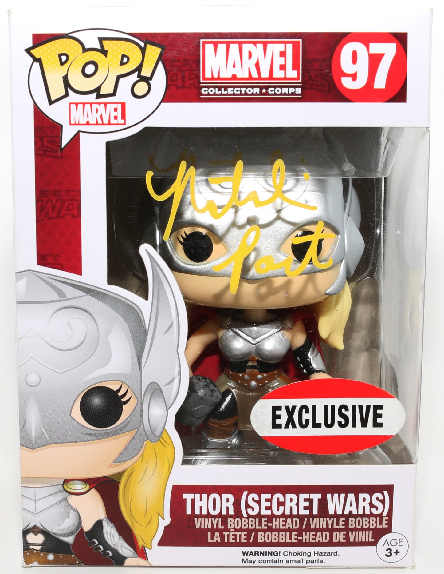
                  
                    Natalie Portman as Jane Foster / Mighty Thor in Marvel Comics Secret Wars Collector Corps Exclusive (SWAU) Signed Funko POP! #97
                  
                