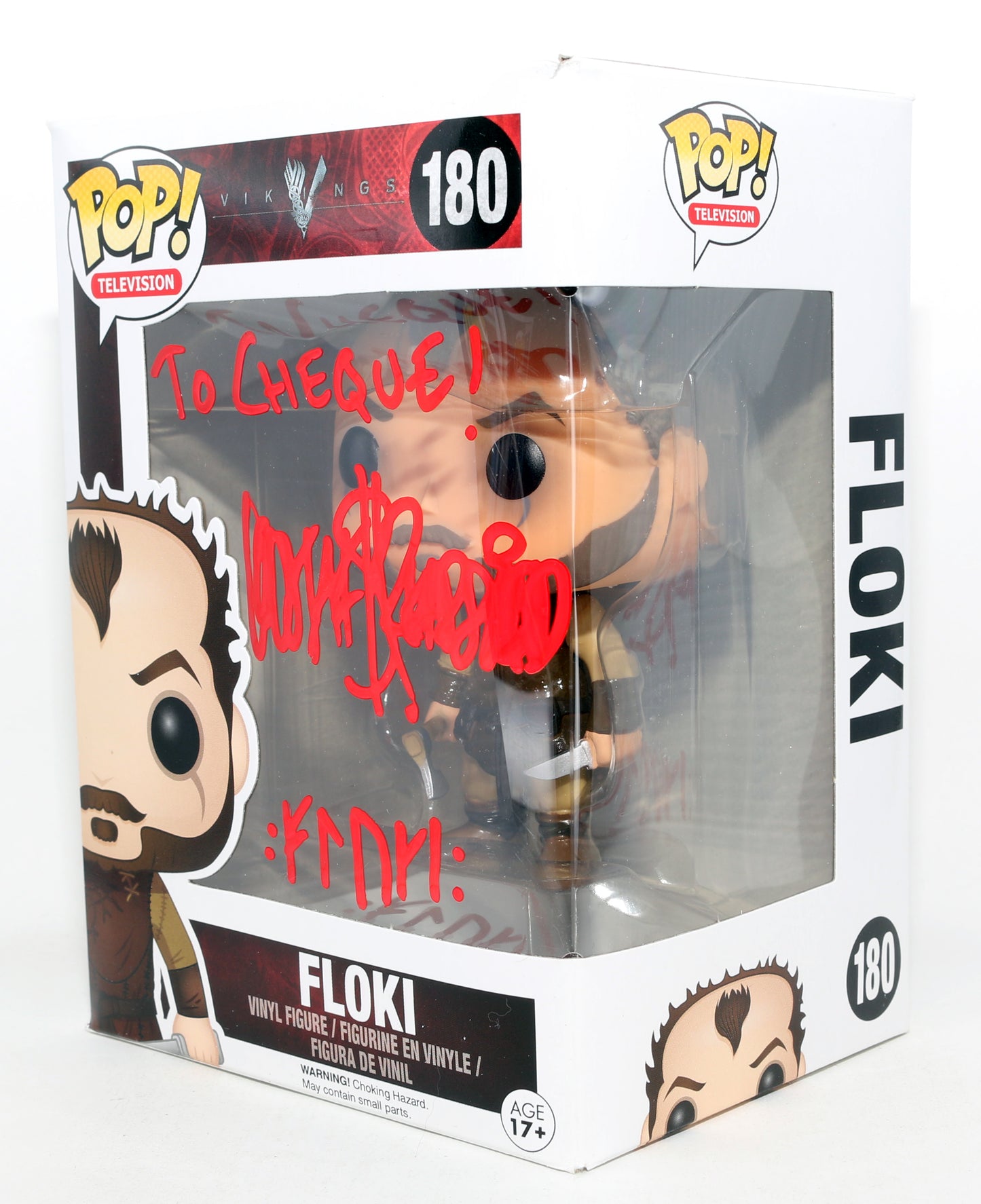 
                  
                    Gustaf Skarsgård as Floki in Vikings Signed Funko POP! #180 with Character Name
                  
                