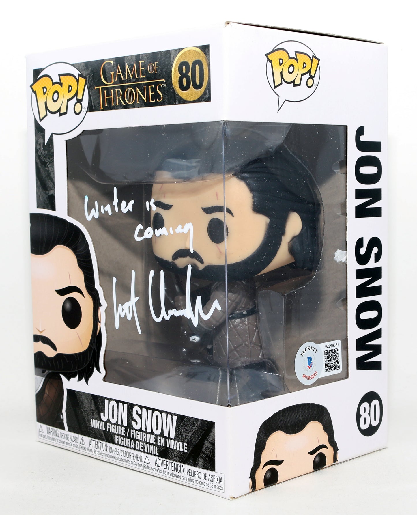 
                  
                    Kit Harington as Jon Snow in Game of Thrones (Beckett Witnessed) Signed Funko POP! #80 with Quote
                  
                