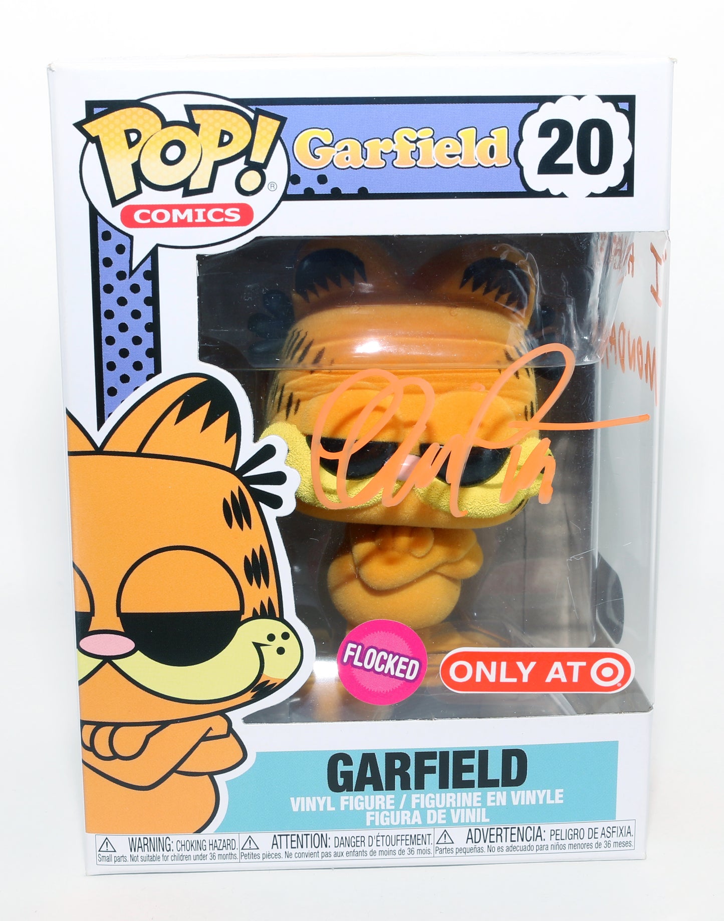 
                  
                    Chris Pratt as Garfield in The Garfield Movie Flocked Target Exclusive (SWAU) Signed Funko POP! #20 with Quote
                  
                
