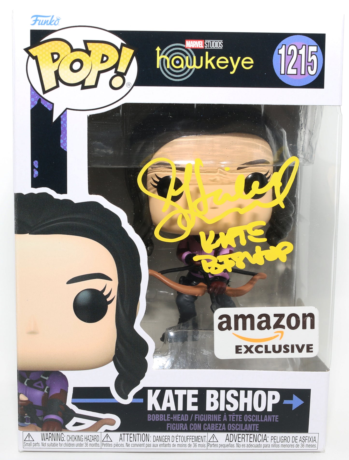 
                  
                    Hailee Steinfeld as Kate Bishop in Hawkeye Amazon Exclusive (JSA) Signed Funko POP! #1215 with Character Name
                  
                
