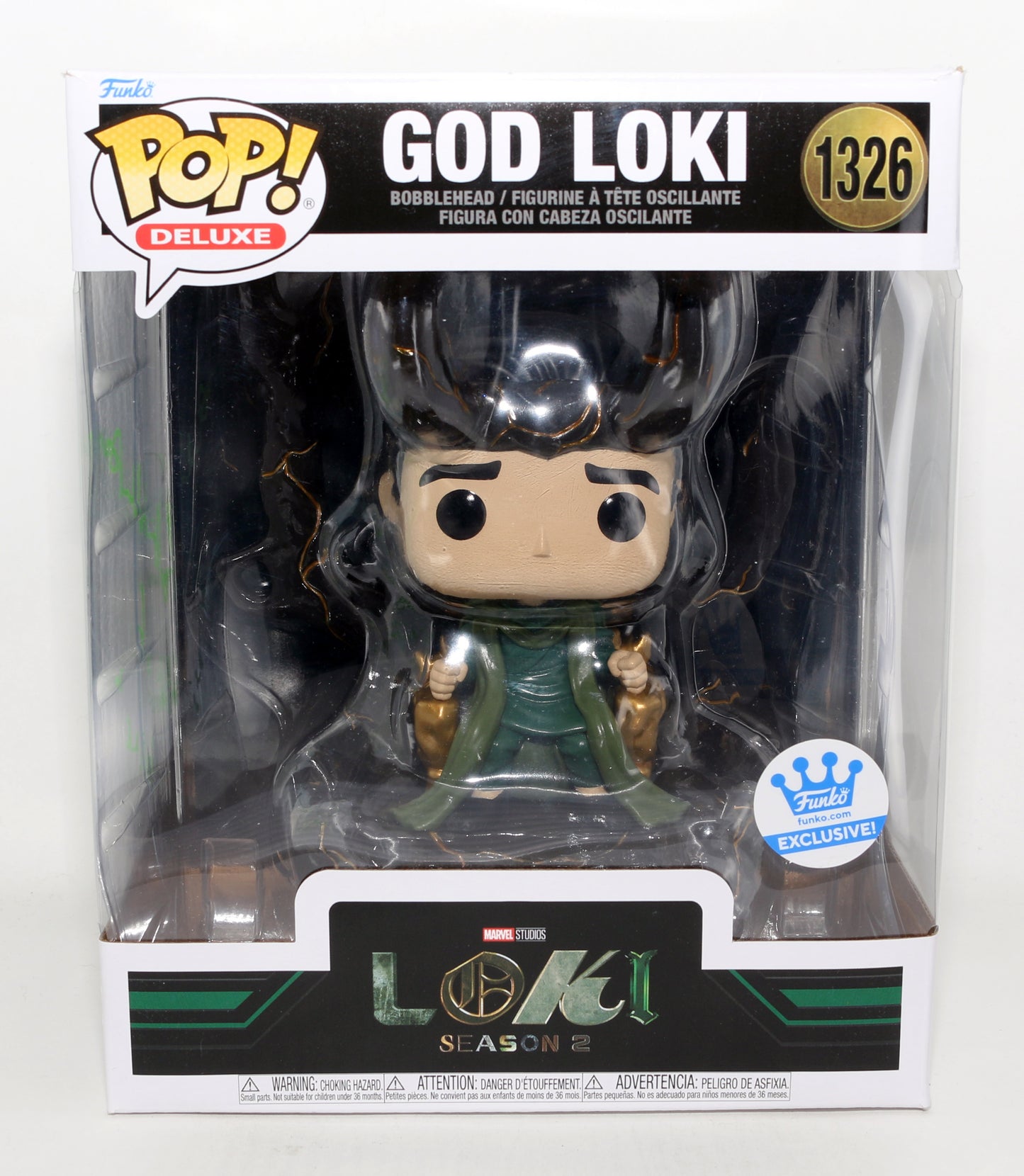 
                  
                    Tom Hiddleston as God Loki in Loki Funko Store Exclusive (JSA) Signed Oversized Funko POP! #1326 with Character Name & Quote
                  
                