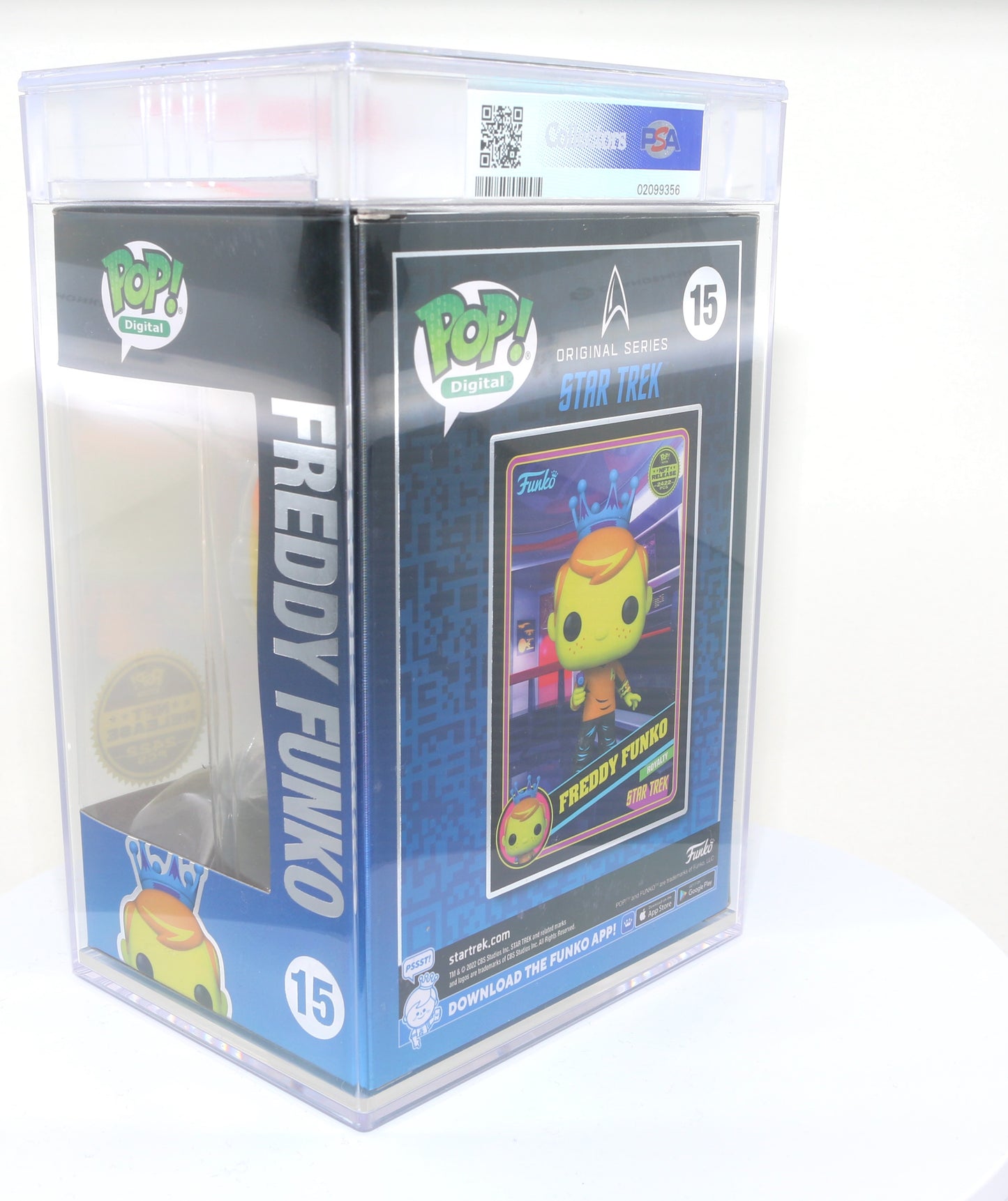 
                  
                    Freddy Funko as Captain Kirk from Star Trek Blacklight NFT Royalty Limited to 2422 Pieces Funko POP! #15 PSA Graded 8.5 - Grail
                  
                