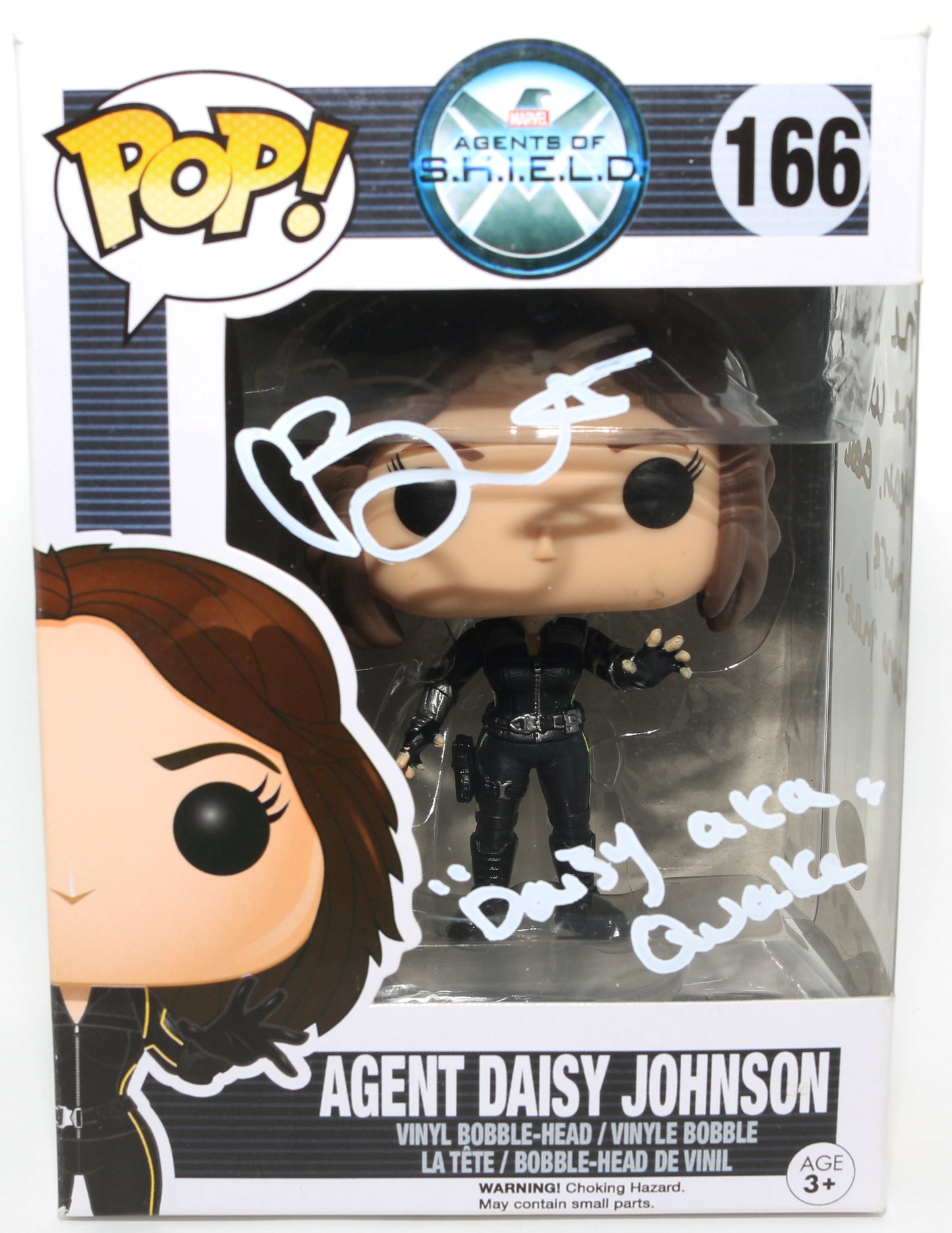 
                  
                    Chloe Bennet as Agent Daisy Johnson in Agents of S.H.I.E.L.D. (JSA) Signed Funko POP!  #166 with Character Name & Quote
                  
                