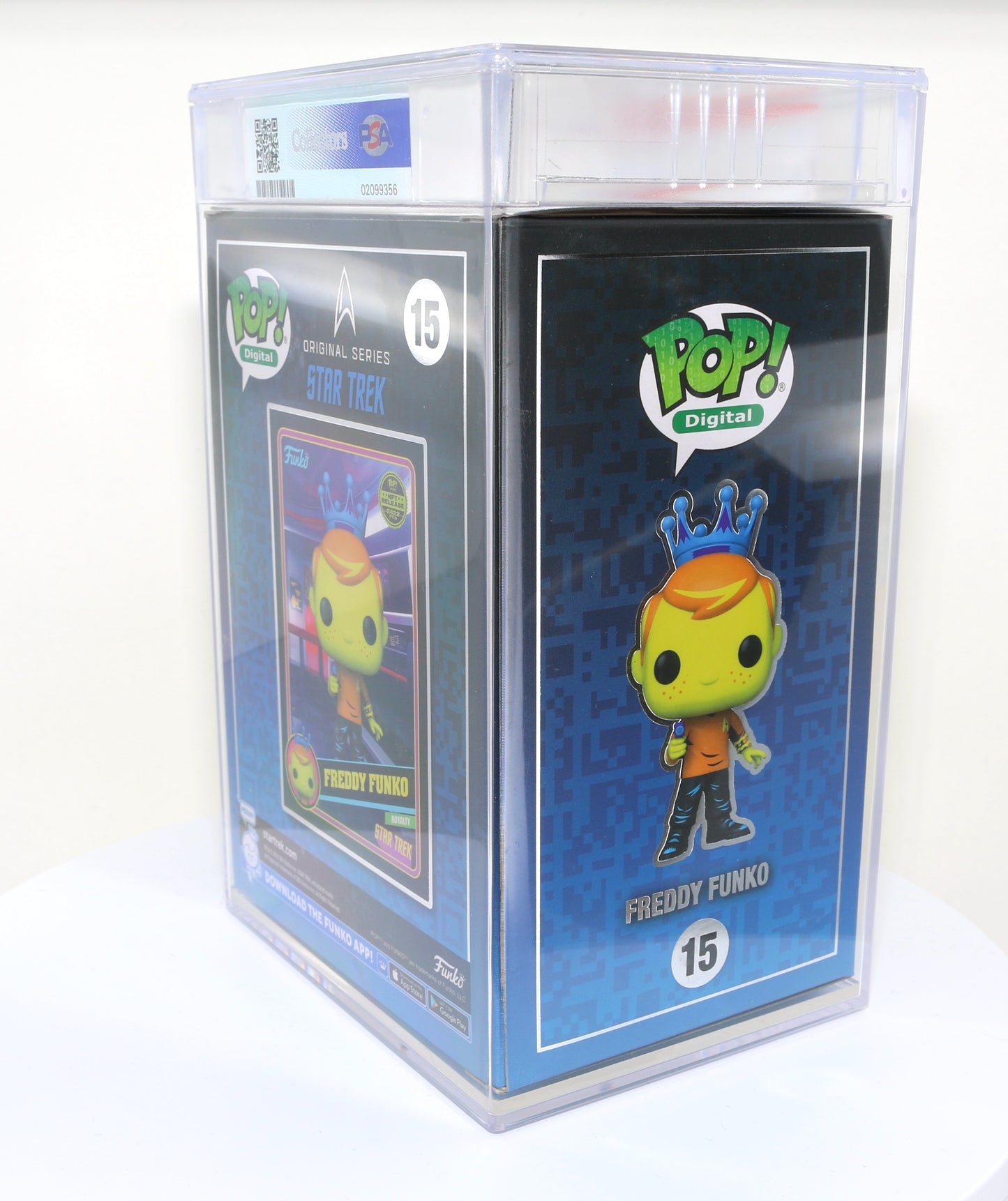 
                  
                    Freddy Funko as Captain Kirk from Star Trek Blacklight NFT Royalty Limited to 2422 Pieces Funko POP! #15 PSA Graded 8.5 - Grail
                  
                