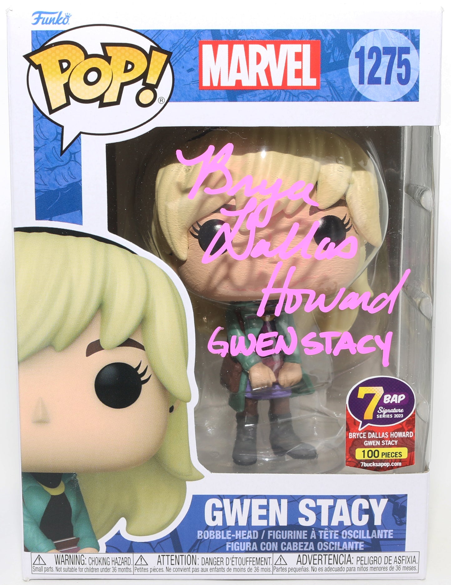 
                  
                    Bryce Dallas Howard as Gwen Stacy in Spider-Man 3 7BAP Exclusive (JSA) Signed Funko POP! #1275 with Character Name
                  
                