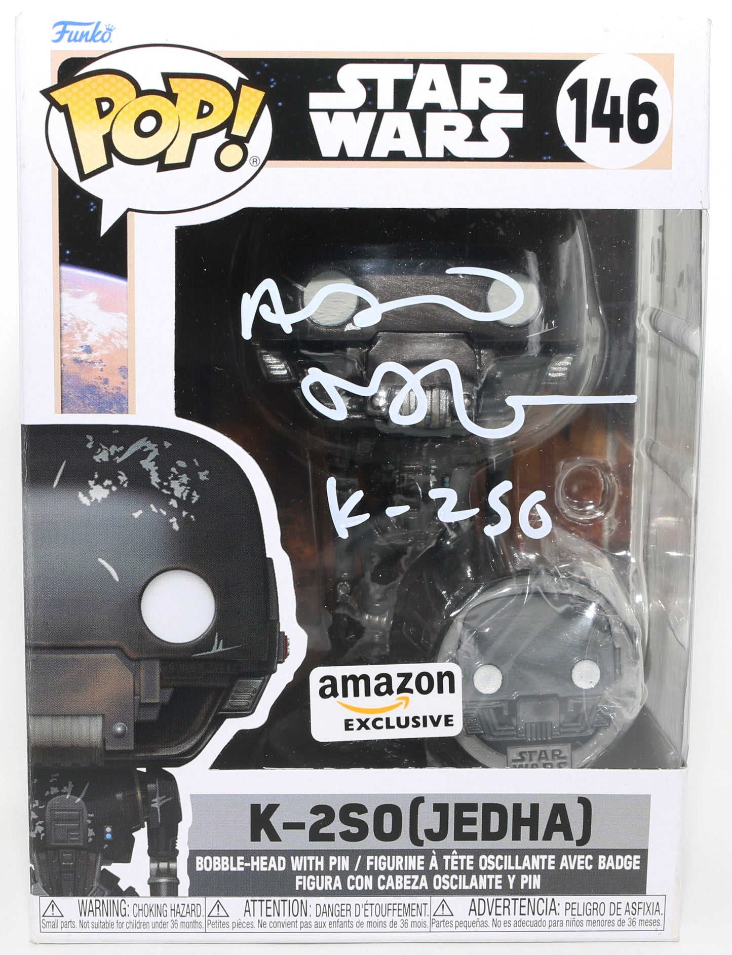 
                  
                    Alan Tudyk as K-2SO in Rogue One: A Star Wars Story Amazon Exclusive (JSA) Signed Funko POP! #146 with Character Name & Quote
                  
                