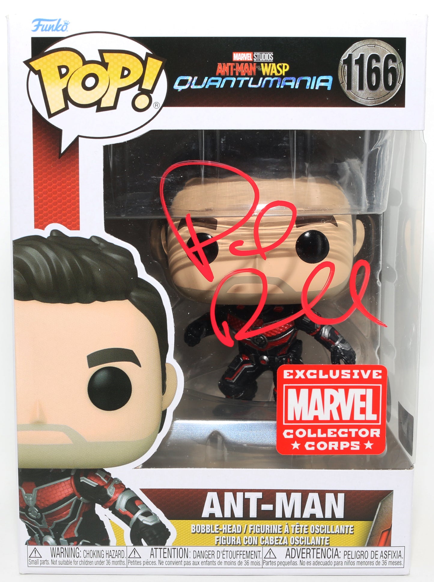 
                  
                    Paul Rudd as Scott Lang / Ant-Man in Ant-Man & The Wasp: Quantumania Marvel Collector Corps Exclusive (Beckett) Signed Funko POP! #1166
                  
                