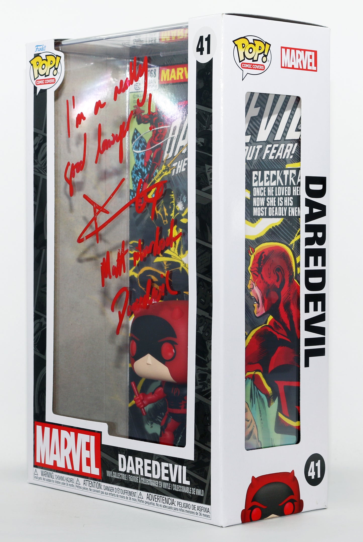 
                  
                    Charlie Cox as Matt Murdock / Daredevil in Daredevil Comic Cover Signed Funko POP! #41 with Character Name & Quote
                  
                