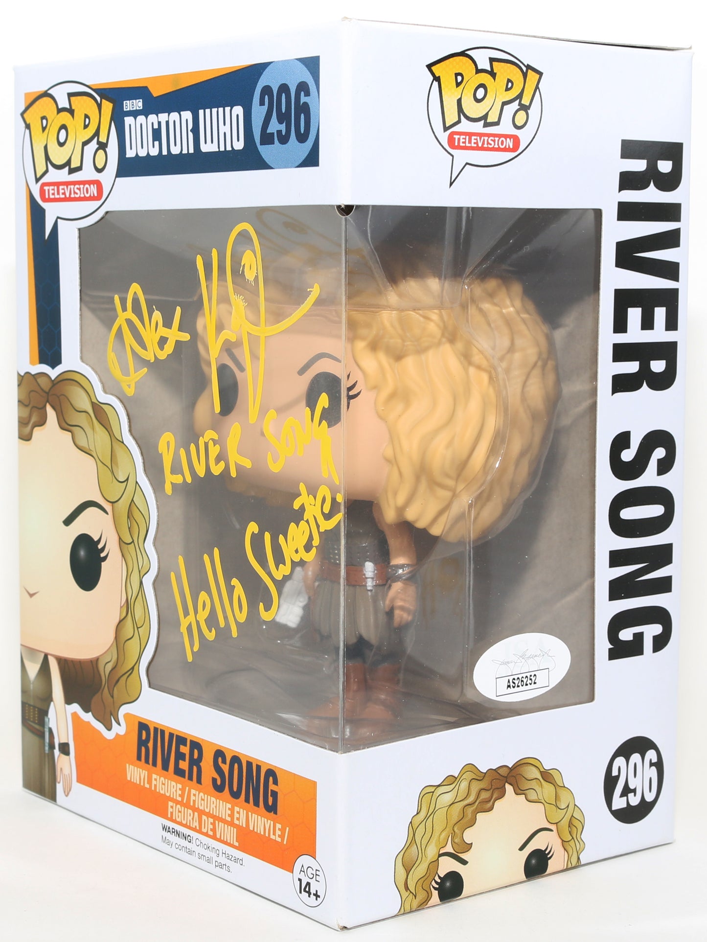 
                  
                    Alex Kingston as River Song in Doctor Who (JSA) Signed Funko POP! #296 with Character Name & Quote
                  
                