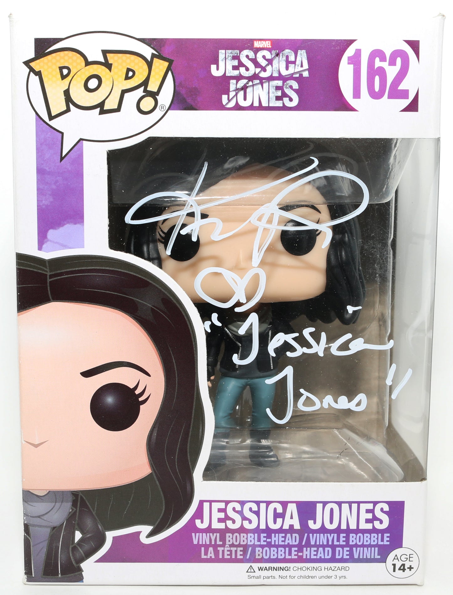 
                  
                    Krysten Ritter as Jessica Jones in Jessica Jones Signed Funko POP! #162 with Character Name
                  
                