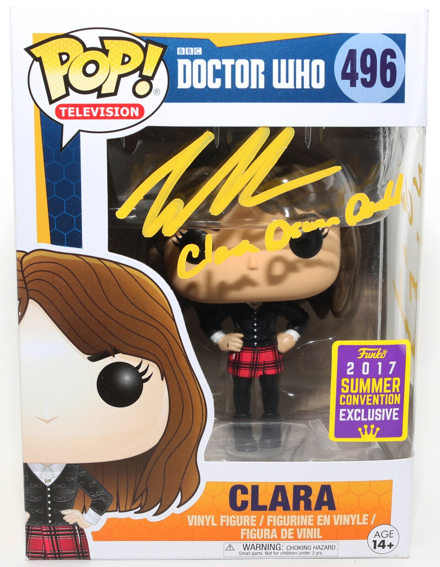 
                  
                    Jenna Coleman as Clara Oswald in Doctor Who 2017 Summer Convention Exclusive (SWAU) Signed Funko POP! #496 with Character Name & Quote
                  
                