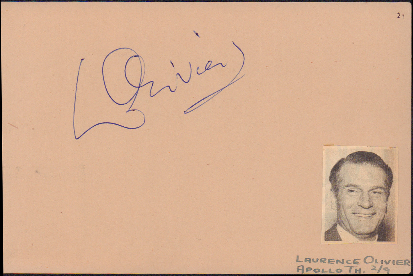 
                  
                    Laurence Olivier from Henry V, Hamlet, Richard III, Sparactus, Marathon Man, & The Boys from Brazil / Eartha Kitt from Batman 1966 Signed 4x6 Index Card Album Page
                  
                