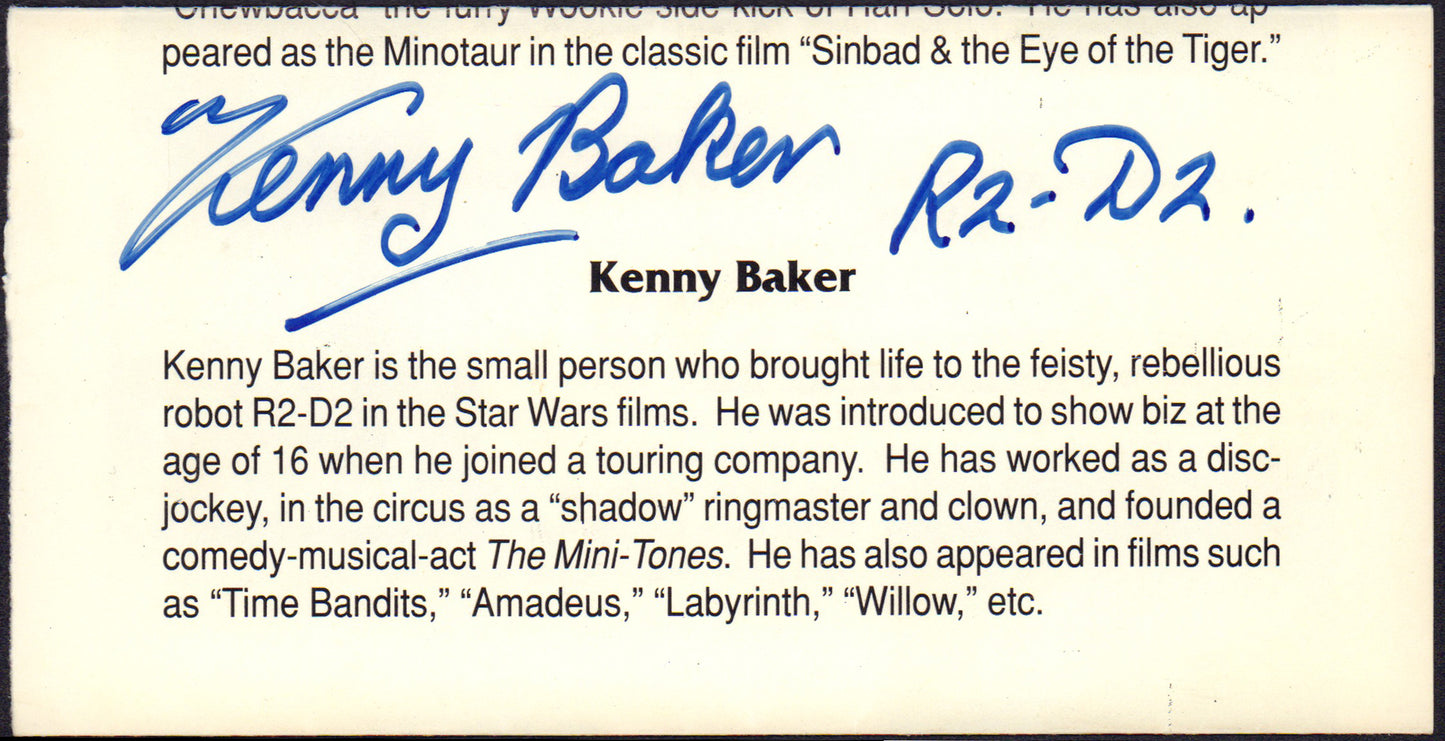 
                  
                    Kenny Baker from Star Wars & Time Bandits Signed Folded Program with Character Name
                  
                