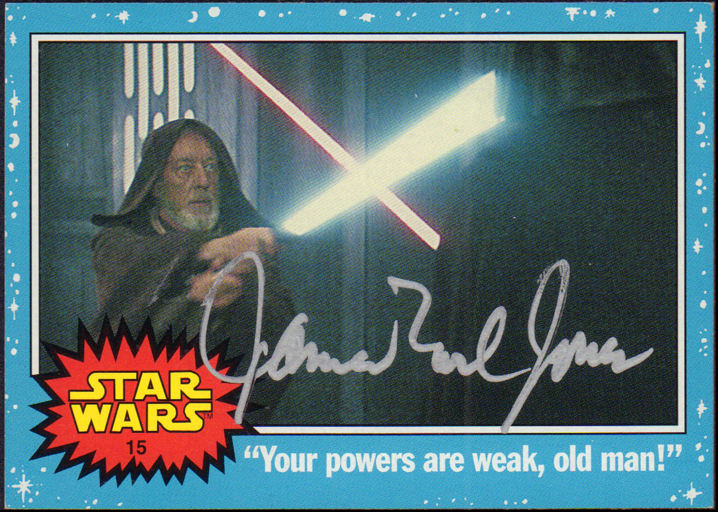 
                  
                    James Earl Jones as Darth Vader in Star Wars: A New Hope Signed Topps Series 1 Trading Card
                  
                