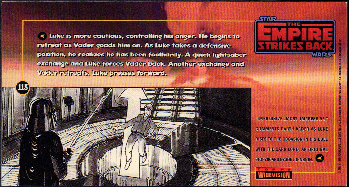 
                  
                    James Earl Jones as Darth Vader vs. Luke Skywalker Lightsaber Battle in Star Wars: The Empire Strikes Back Signed Topps Widevision Trading Card
                  
                