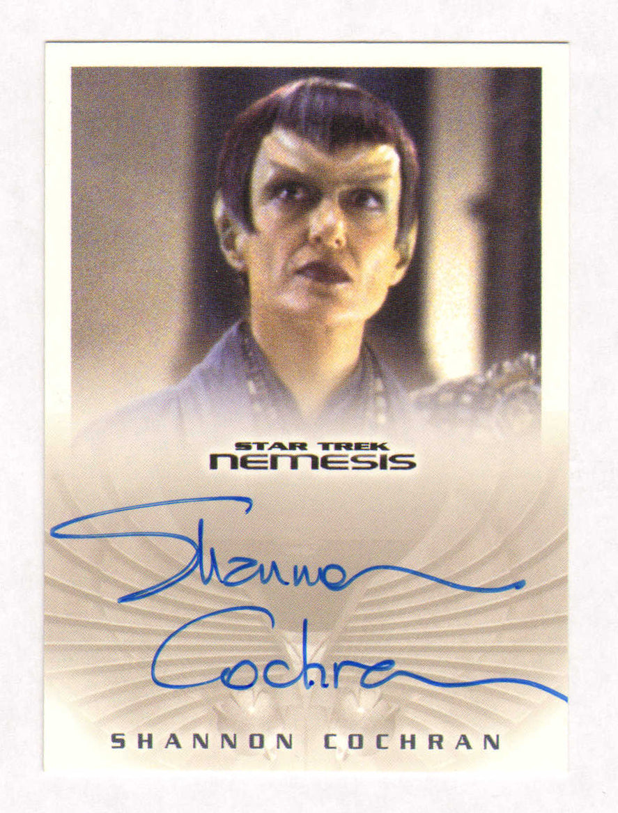 
                  
                    Shannon Cochran as Senator Tal'sura in Star Trek: Nemesis Signed Rittenhouse Trading Card #NA7
                  
                