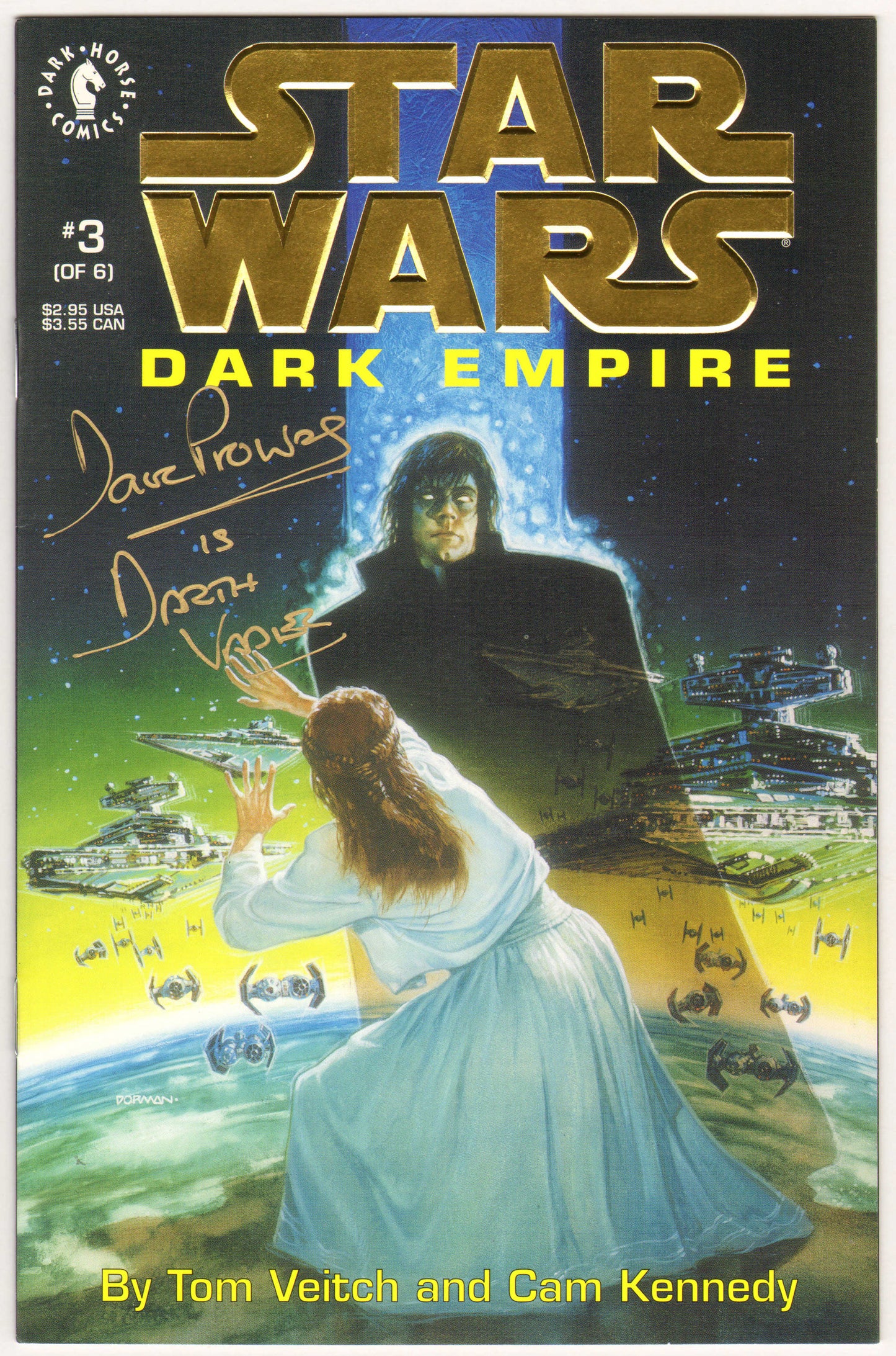 
                  
                    Star Wars: Dark Empire Complete 6pc Limited Edition Set Cast Signed by Mark Hamill, Carrie Fisher, Peter Mayhew, Anthony Daniels, Kenny Baker, Dave Prowse, Jeremy Bulloch, & Billy Dee Williams
                  
                