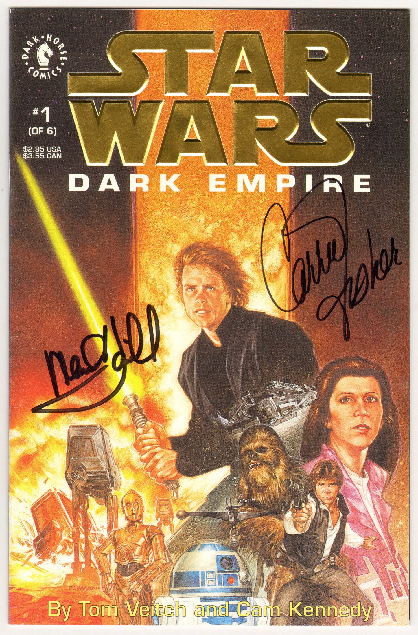 
                  
                    Star Wars: Dark Empire Complete 6pc Limited Edition Set Cast Signed by Mark Hamill, Carrie Fisher, Peter Mayhew, Anthony Daniels, Kenny Baker, Dave Prowse, Jeremy Bulloch, & Billy Dee Williams
                  
                