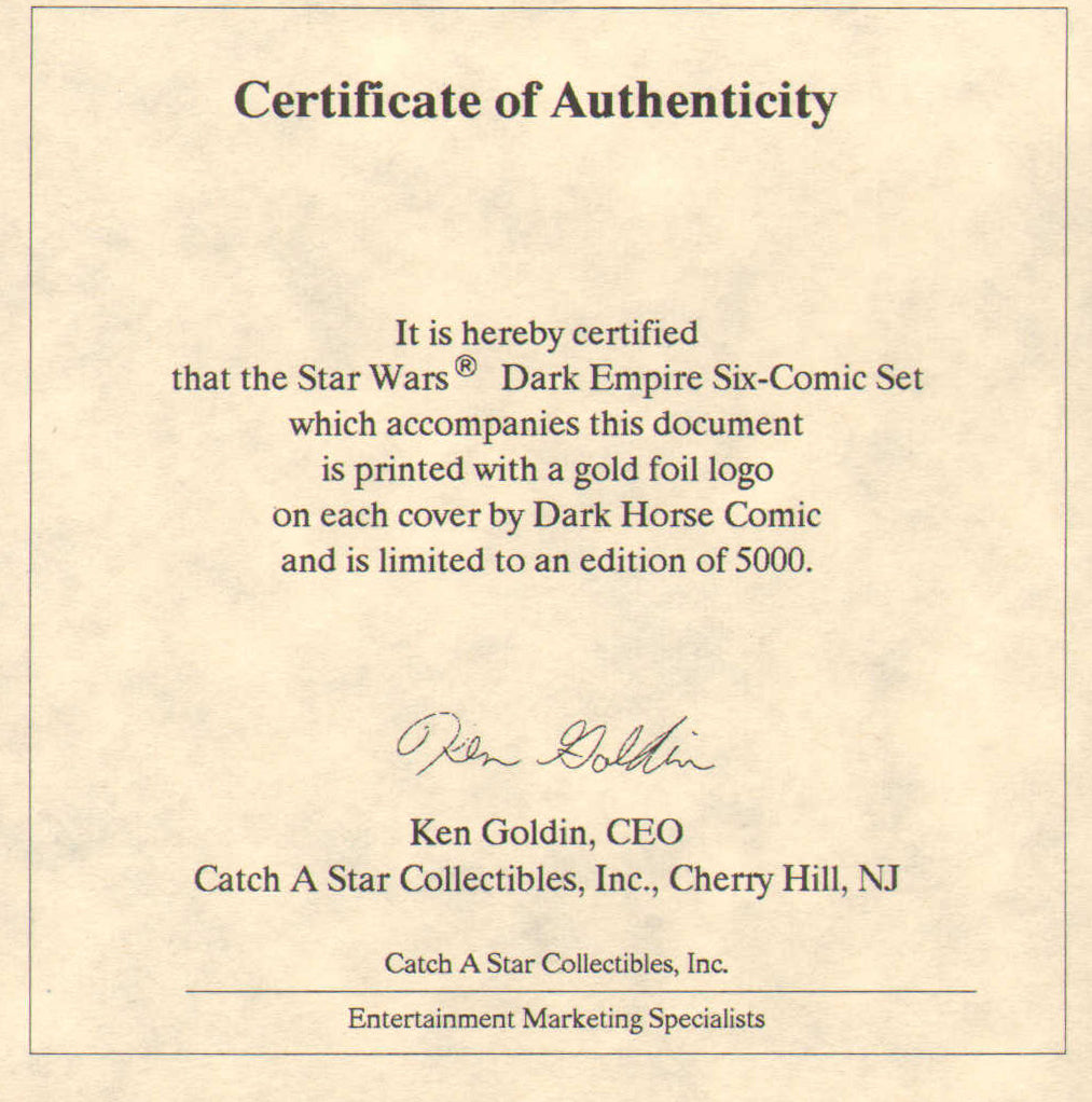 
                  
                    Star Wars: Dark Empire Complete 6pc Limited Edition Set Cast Signed by Mark Hamill, Carrie Fisher, Peter Mayhew, Anthony Daniels, Kenny Baker, Dave Prowse, Jeremy Bulloch, & Billy Dee Williams
                  
                