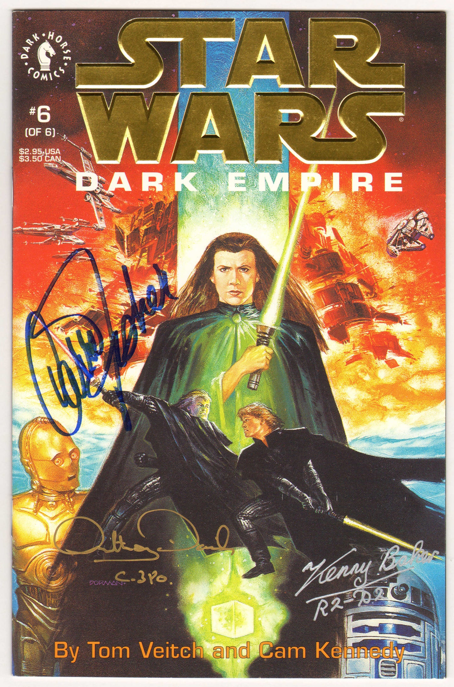 
                  
                    Star Wars: Dark Empire Complete 6pc Limited Edition Set Cast Signed by Mark Hamill, Carrie Fisher, Peter Mayhew, Anthony Daniels, Kenny Baker, Dave Prowse, Jeremy Bulloch, & Billy Dee Williams
                  
                