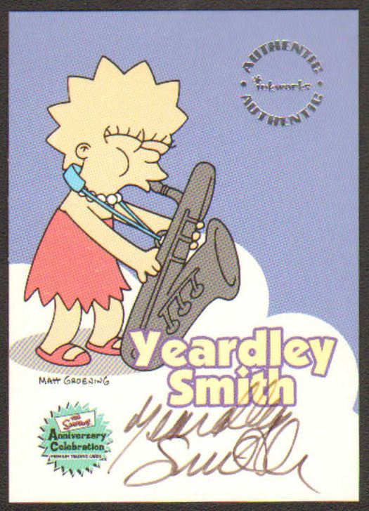 
                  
                    The Simpsons Inkworks Trading Cards 5pc LOT Signed by Dan Castellaneta, Nancy Cartwright, Yeardley Smith, Marcia Wallace, & Harry Shearer
                  
                