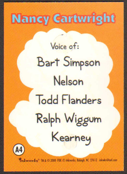 
                  
                    The Simpsons Inkworks Trading Cards 5pc LOT Signed by Dan Castellaneta, Nancy Cartwright, Yeardley Smith, Marcia Wallace, & Harry Shearer
                  
                