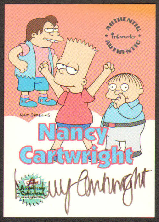 
                  
                    The Simpsons Inkworks Trading Cards 5pc LOT Signed by Dan Castellaneta, Nancy Cartwright, Yeardley Smith, Marcia Wallace, & Harry Shearer
                  
                