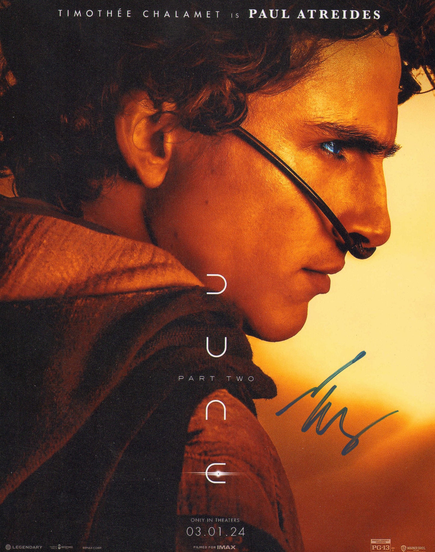 
                  
                    Timothée Chalamet as Paul Atreides in Dune: Part 2 Signed 8x10 Photo
                  
                