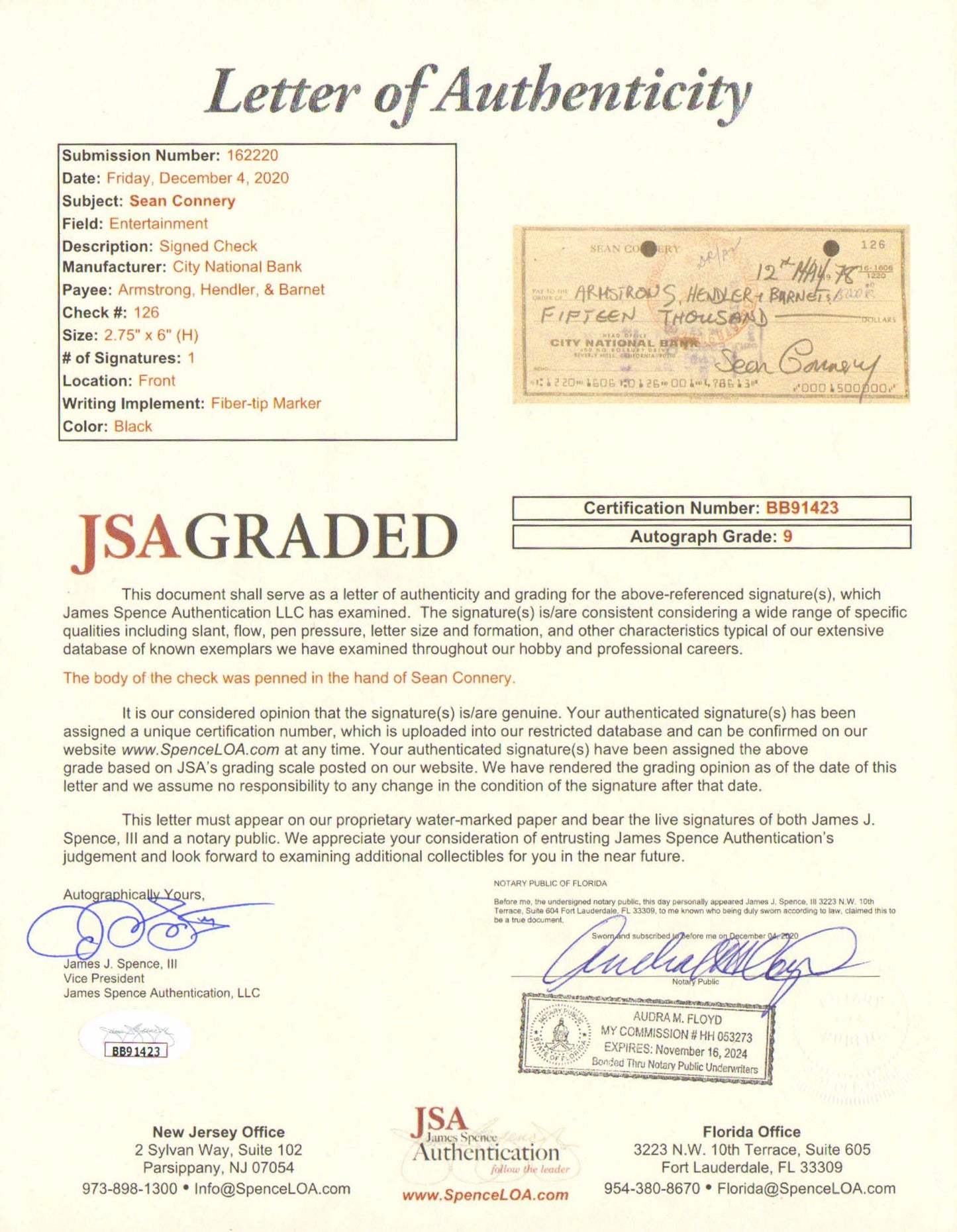 
                  
                    Sean Connery James Bond Signed Check
                  
                