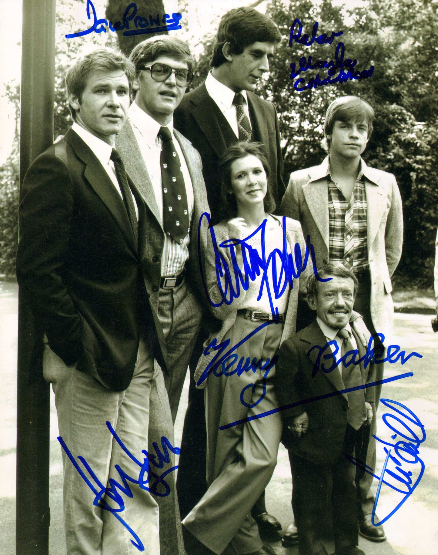 
                  
                    Star Wars: The Empire Strikes Back (Official Pix / Beckett) 8x10 Photo Cast Signed by Harrison Ford, Carrie Fisher, Mark Hamill, Dave Prowse, Kenny Baker, & Peter Mayhew with Character Name
                  
                