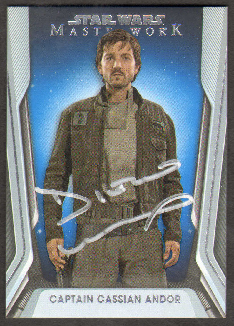 
                  
                    Diego Luna as Cassian Andor in Rogue One: A Star Wars Story Masterwork Topps Trading Card #23
                  
                