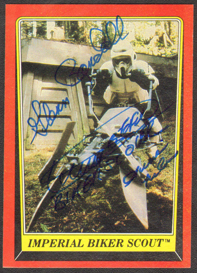 
                  
                    Glenn Randall Jr. & Dickey Beer Stunt Actors in Star Wars: Return of the Jedi Signed Topps Trading Card #96
                  
                