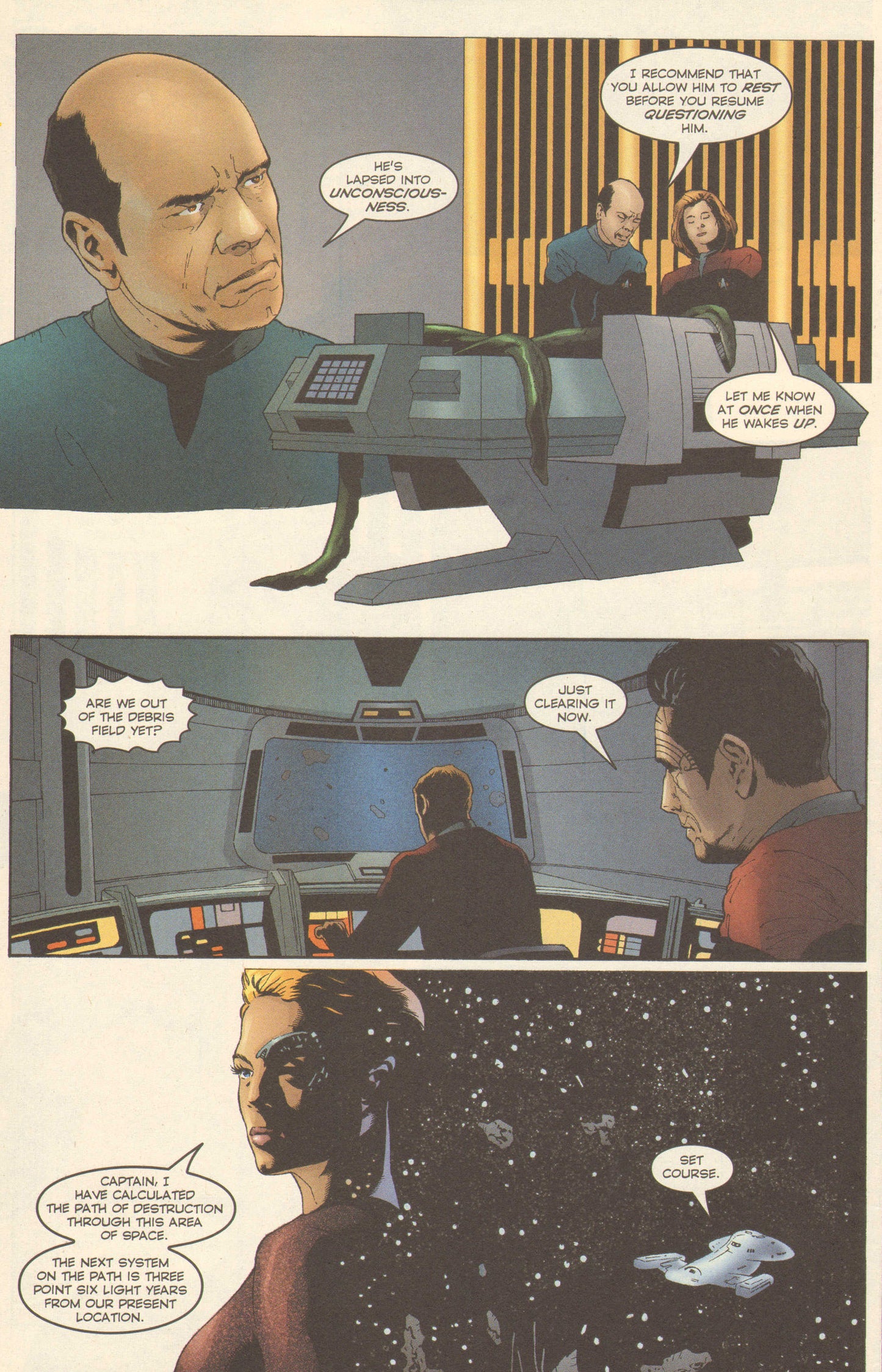 
                  
                    Star Trek: Voyager: Planet Killer #1 p.9 - Ultimate Weapon - Captain Kathryn Janeway & Seven of Nine - 2001 Original Comic Book Art by Robert Teranishi & Claude St. Aubin
                  
                