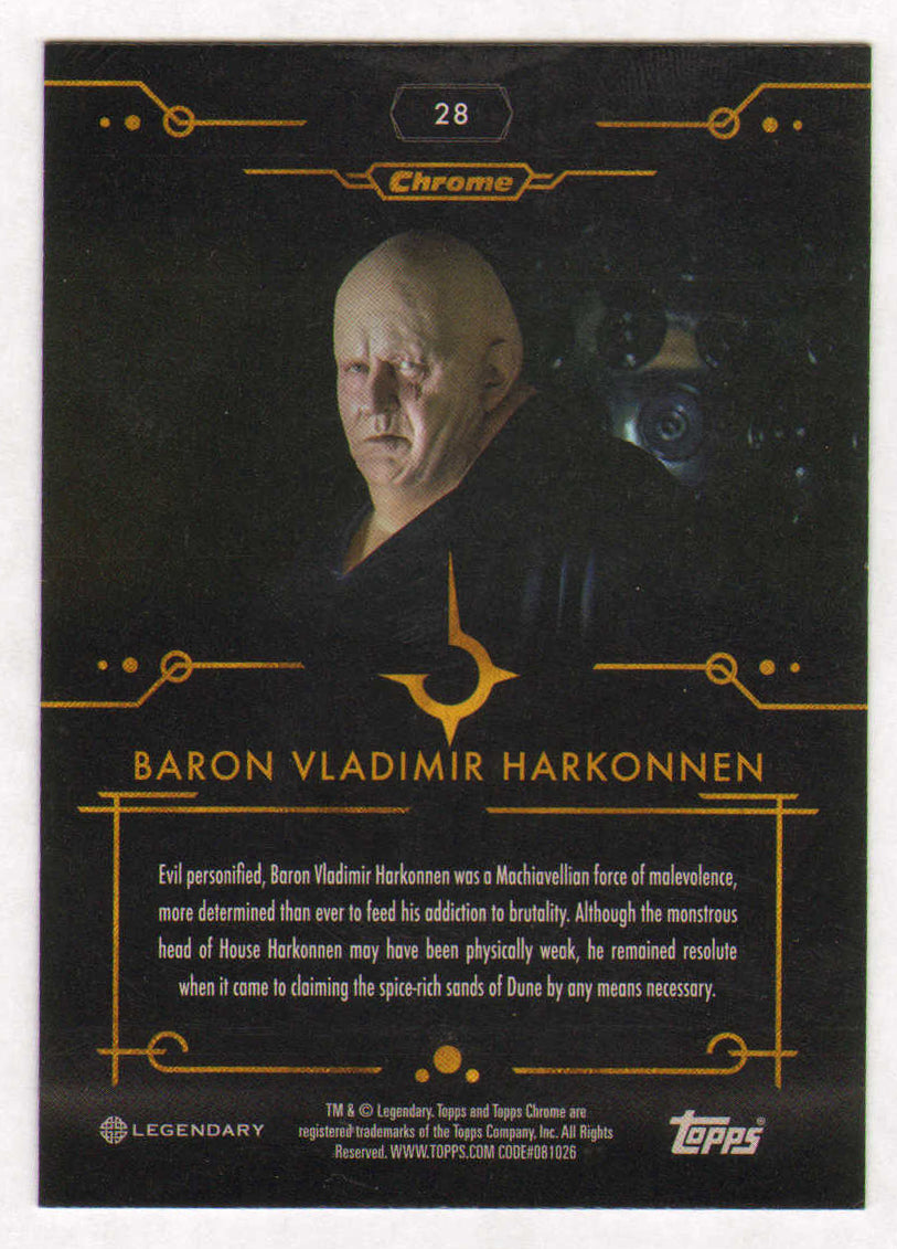 
                  
                    Stellan Skarsgård as Baron Harkonnen in Dune: Part One Signed Topps Chrome Trading Card #28
                  
                
