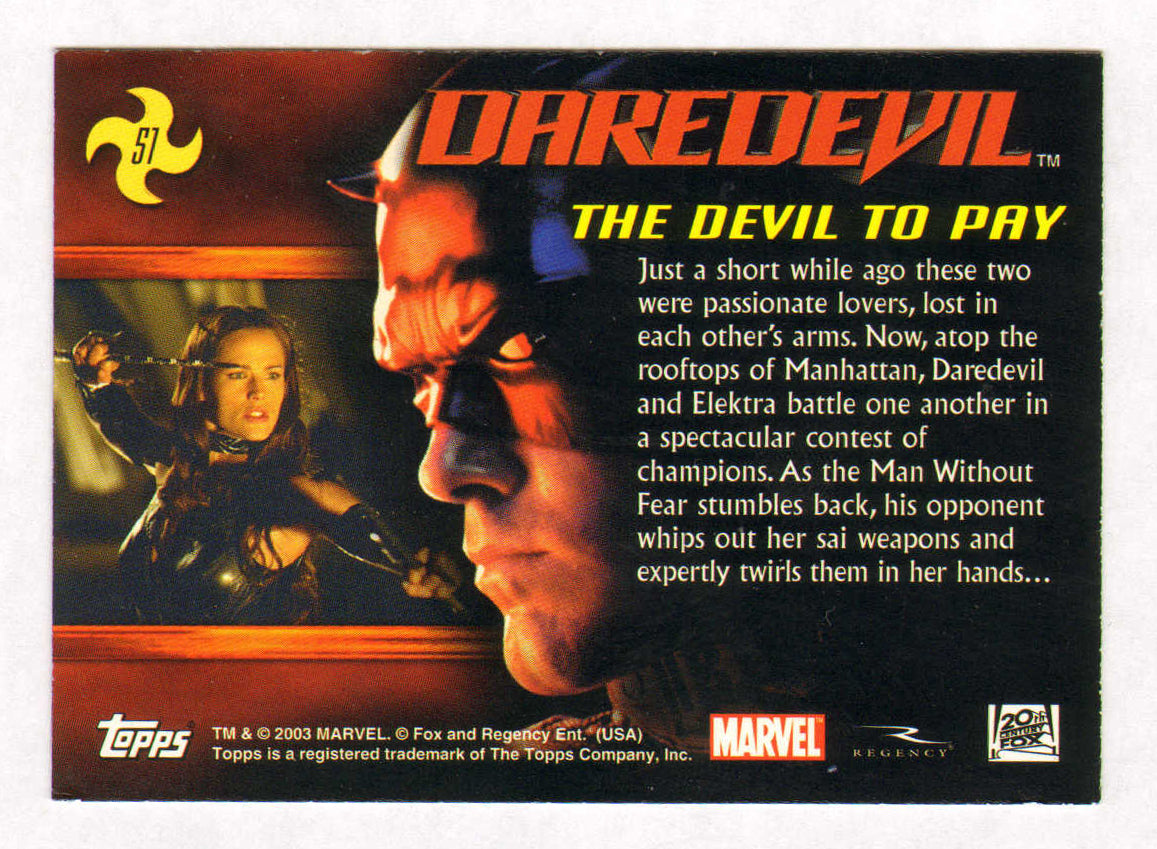 
                  
                    Jennifer Garner as Elektra Natchios in Daredevil Signed Topps Trading Card #51
                  
                