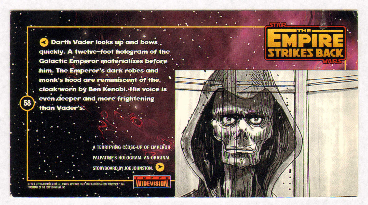 
                  
                    Clive Revill as Emperor Palpatine in Star Wars: The Empire Strikes Back Signed Topps Widevision Star Wars Trading Card #58
                  
                
