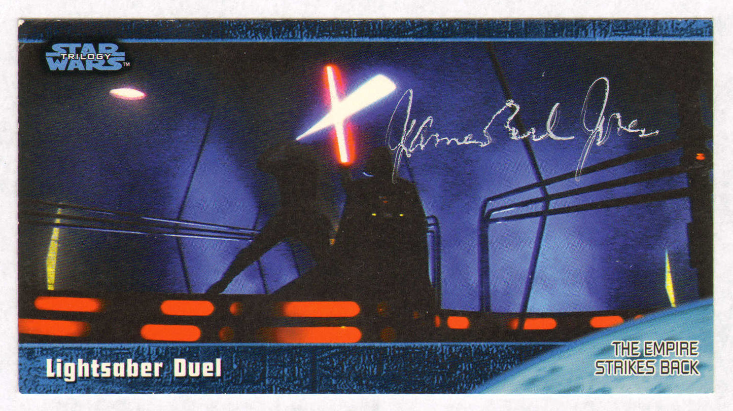 
                  
                    James Earl Jones as Darth Vader in Star Wars: The Empire Strikes Back Signed Topps Widevision Star Wars Trading Card #46
                  
                