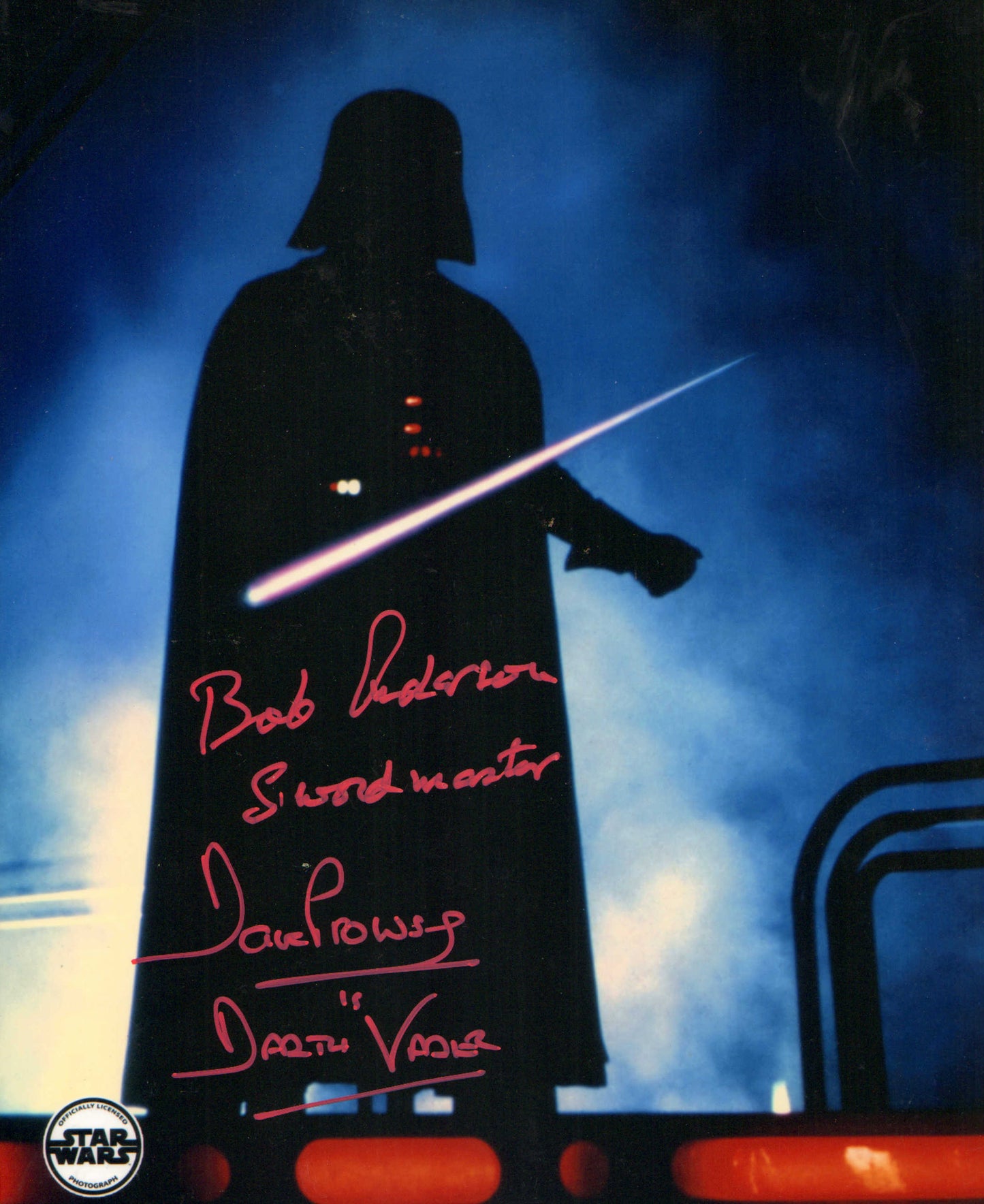 
                  
                    Dave Prowse as Darth Vader & Bob Anderson as Swordmaster in Star Wars: The Empire Strikes Back Signed 11x14 Photo with Character Names
                  
                