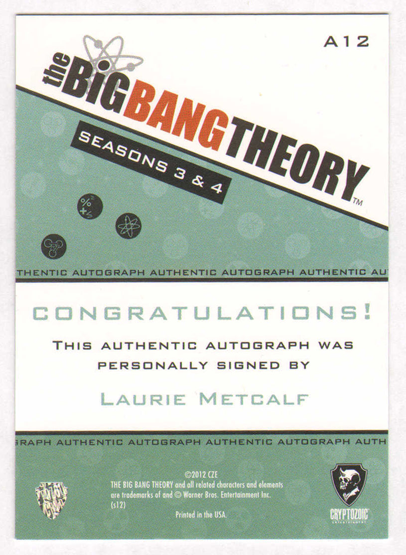 
                  
                    Laurie Metcalf as Mary Cooper in The Big Bang Theory Signed Cryptozoic Trading Card
                  
                