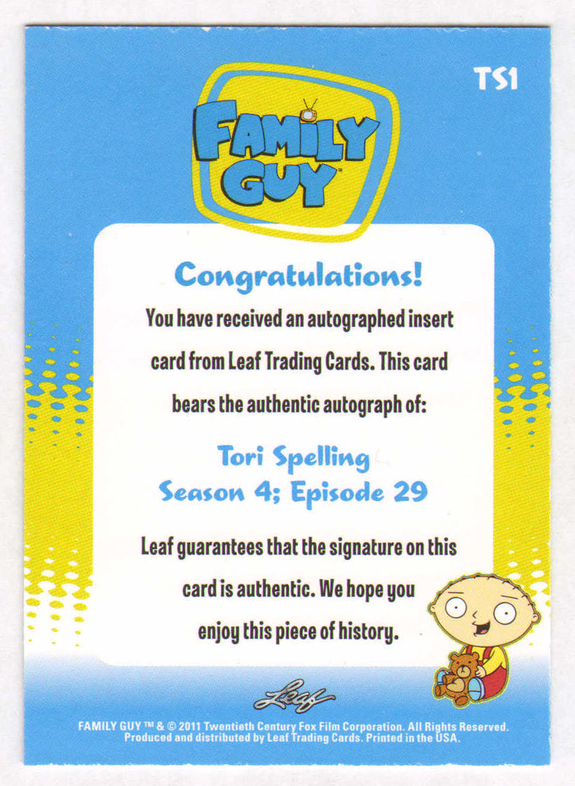 
                  
                    Tori Spelling as Donna Martin in Family Guy Signed Leaf Trading Card
                  
                