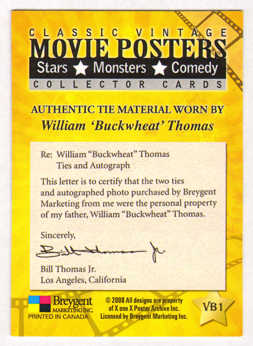 
                  
                    William "Buckwheat" Thomas's Authentic Tie Material in Little Rascals "Tire Trouble" Classic Vintage Movie Posters Trading Card #VB1
                  
                