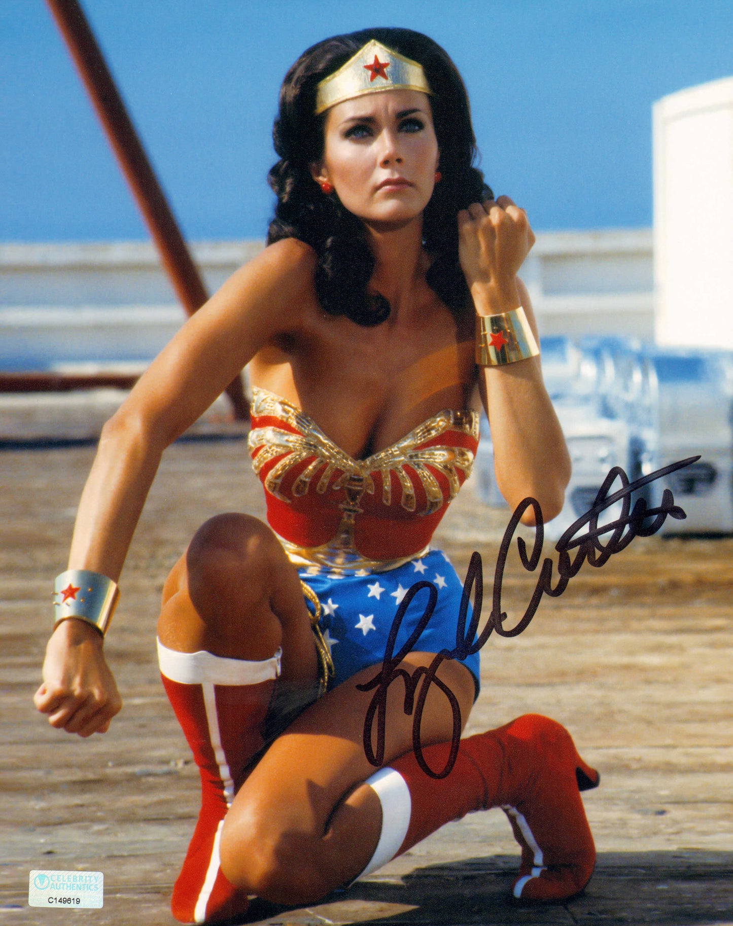 
                  
                    Lynda Carter as Wonder Woman in Wonder Woman (Celebrity Authentics) Signed 8x10 Photo
                  
                