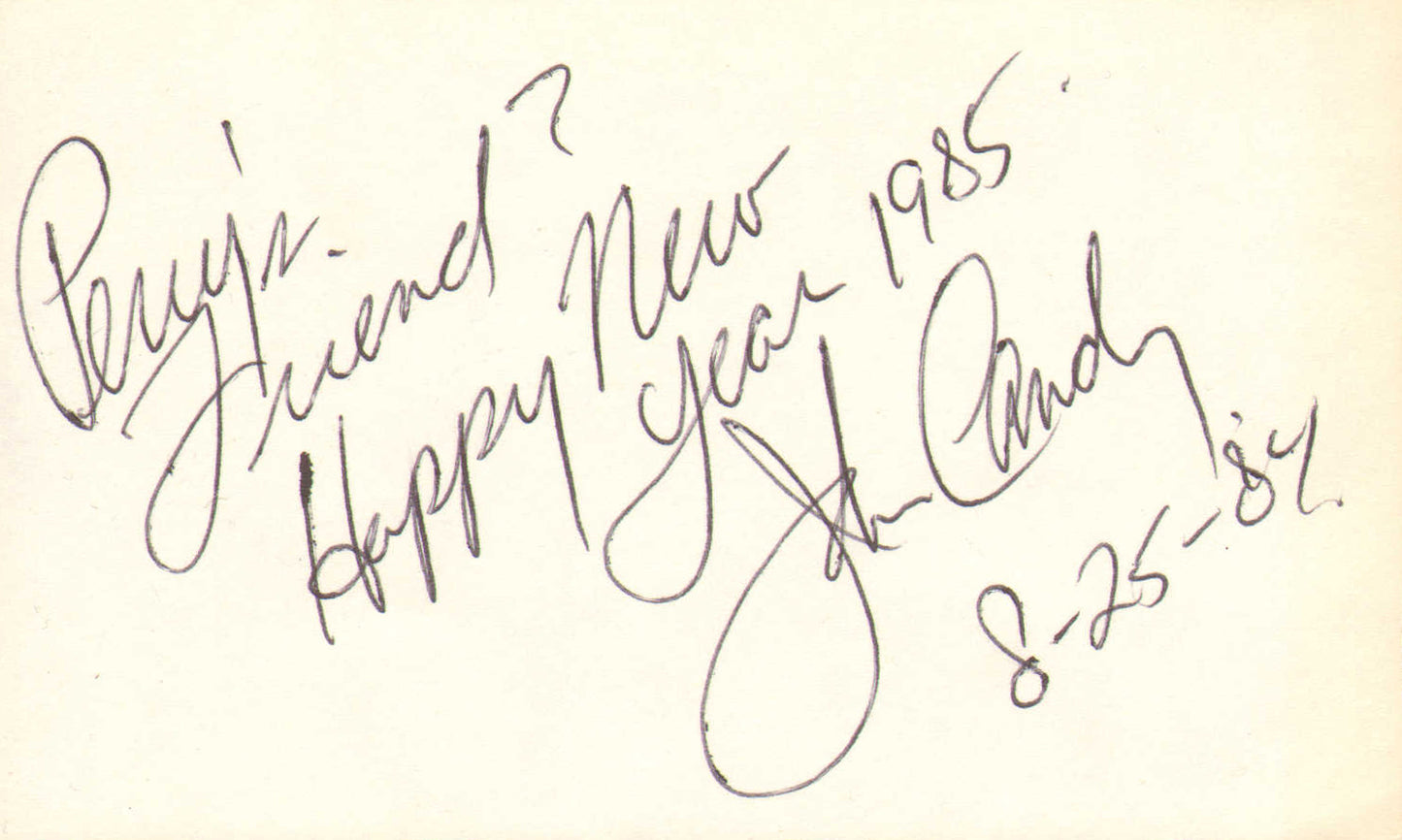 
                  
                    John Candy from Spaceballs, Planes Trains & Automobiles, National Lampoon's Vacation, & Home Alone (Beckett) Signed 3x5 Index Card
                  
                