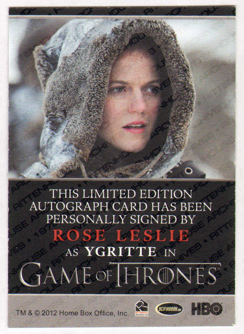 
                  
                    Rose Leslie as Ygritte in Game of Thrones Signed Rittenhouse Trading Card
                  
                