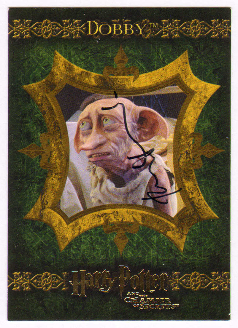 
                  
                    Toby Jones as Dobby in Harry Potter & the Chamber of Secrets Signed Artbox Trading Card #14
                  
                
