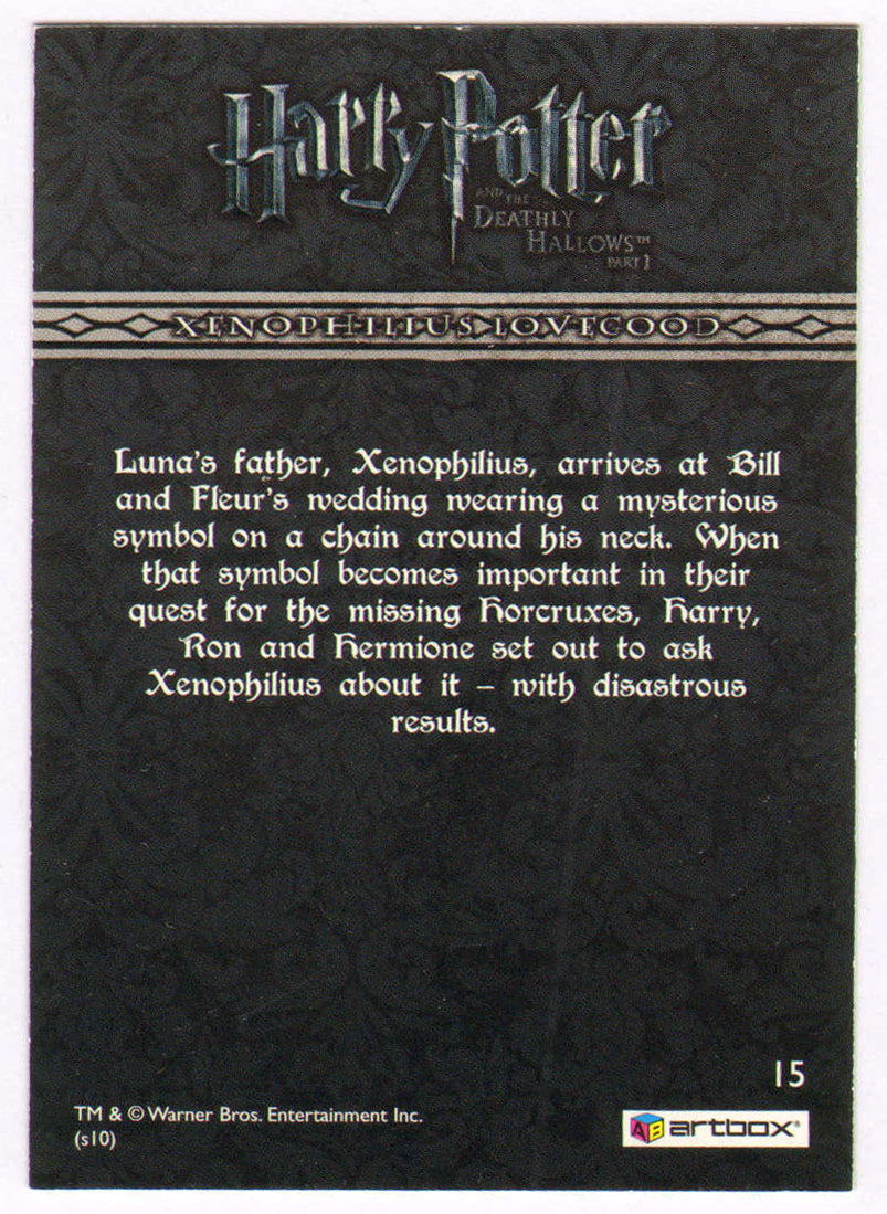 
                  
                    Rhys Ifans as Xenophilius Lovegood in Harry Potter & the Deathly Hallows Part 1 Signed Artbox Trading Card #15
                  
                