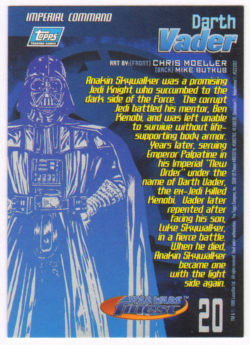 
                  
                    James Earl Jones as Darth Vader in Star Wars  Signed 'Star Wars Finest' Topps Trading Card #20
                  
                